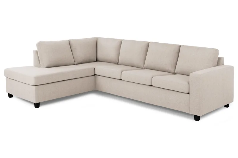 Crazy 4-personers Venstrevendt L-formet Chaiselongsofa i Stof - Beige - Møbler - Sofaer - Sofa med chaiselong - 3 personers sofa med chaiselong