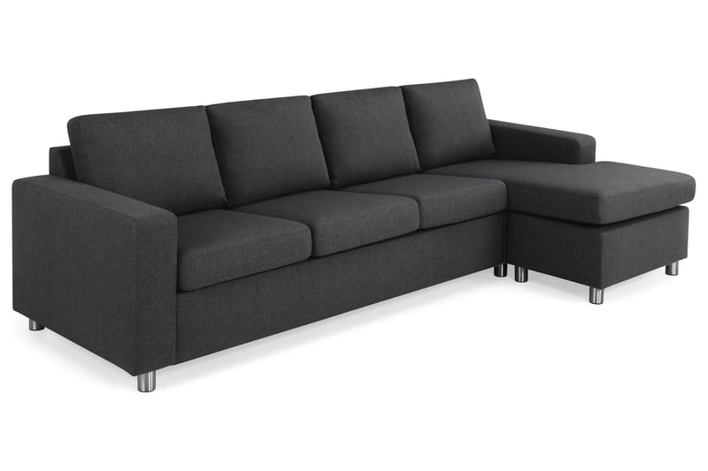 Crazy 4-personers Vendbar L-formet Chaiselongsofa i Stof - Antracit - Møbler - Sofaer - Sofa med chaiselong - 4 personers sofa med chaiselong