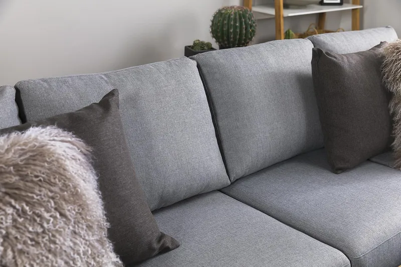 Crazy 4-personers Vendbar L-formet Chaiselongsofa i Stof - Grå - Møbler - Sofaer - Sofa med chaiselong - 4 personers sofa med chaiselong