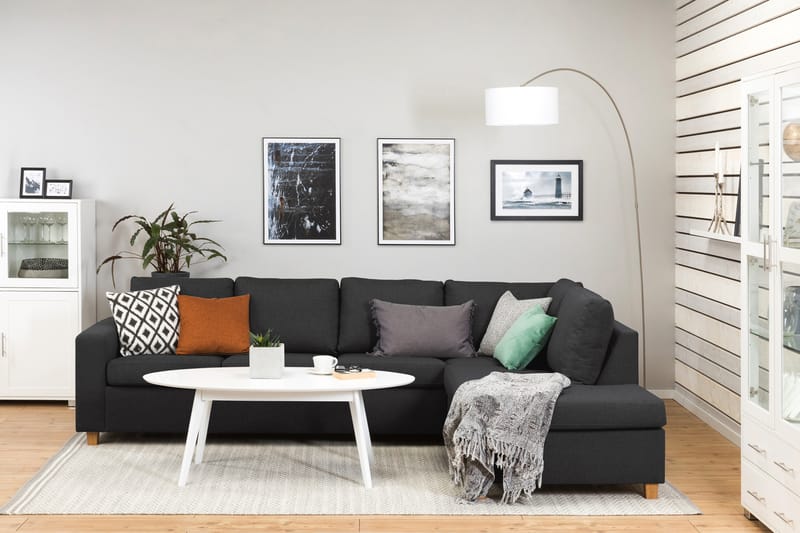 Crazy 4-personers Højrevendt L-formet Chaiselongsofa i Stof - Antracit - Møbler - Sofaer - Sofa med chaiselong