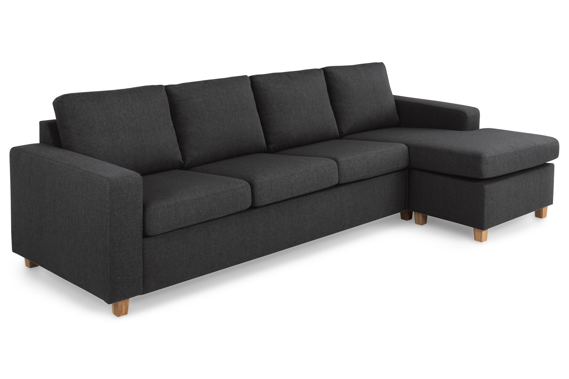 Crazy 4-personers Vendbar L-formet Chaiselongsofa i Stof - Antracit - Møbler - Sofaer - Sofa med chaiselong