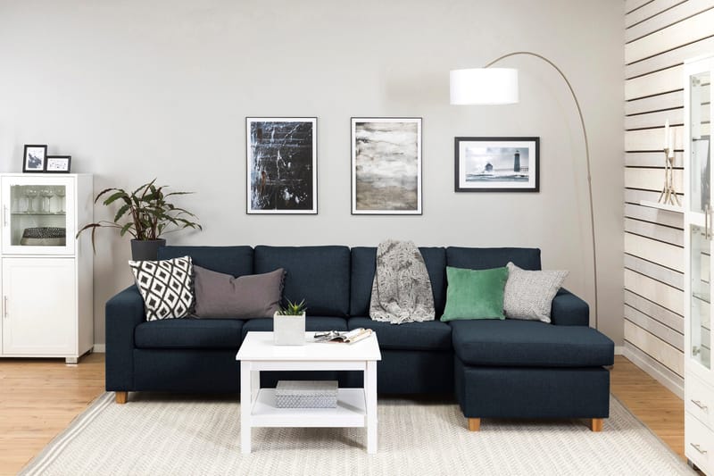 Crazy 4-personers Vendbar L-formet Chaiselongsofa i Stof - Mørkeblå - Møbler - Sofaer - Sofa med chaiselong
