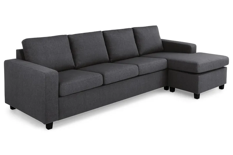 Crazy 4-personers Vendbar L-formet Chaiselongsofa i Stof - Mørkegrå - Møbler - Sofaer - Sofa med chaiselong - 4 personers sofa med chaiselong