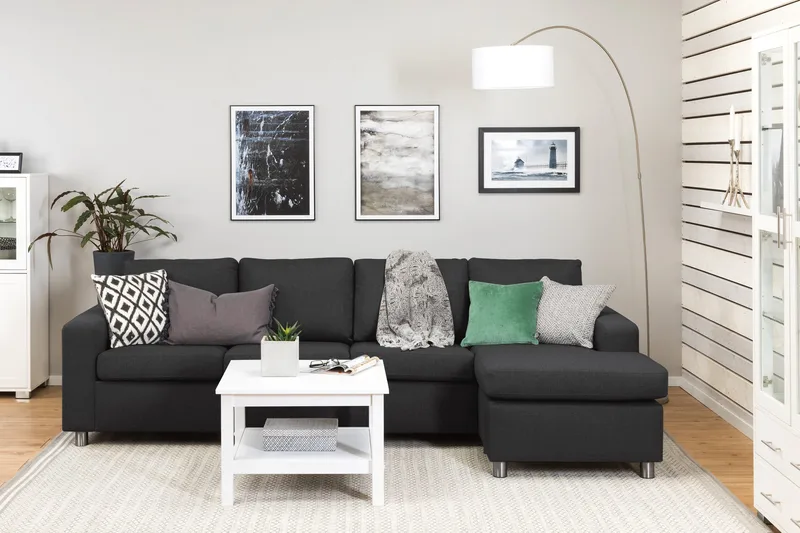 Crazy 4-personers Vendbar L-formet Chaiselongsofa i Stof - Antracit - Møbler - Sofaer - Sofa med chaiselong - 4 personers sofa med chaiselong