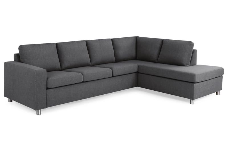 Crazy 4-personers Højrevendt L-formet Chaiselongsofa i Stof - Mørkegrå - Møbler - Sofaer - Sofa med chaiselong - 3 personers sofa med chaiselong
