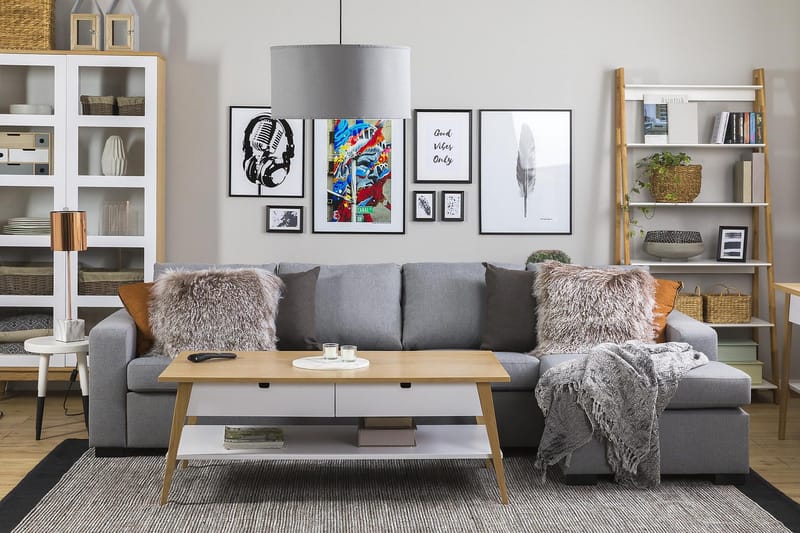 Crazy 4-personers Vendbar L-formet Chaiselongsofa i Stof - Grå - Møbler - Sofaer - Sofa med chaiselong - 4 personers sofa med chaiselong