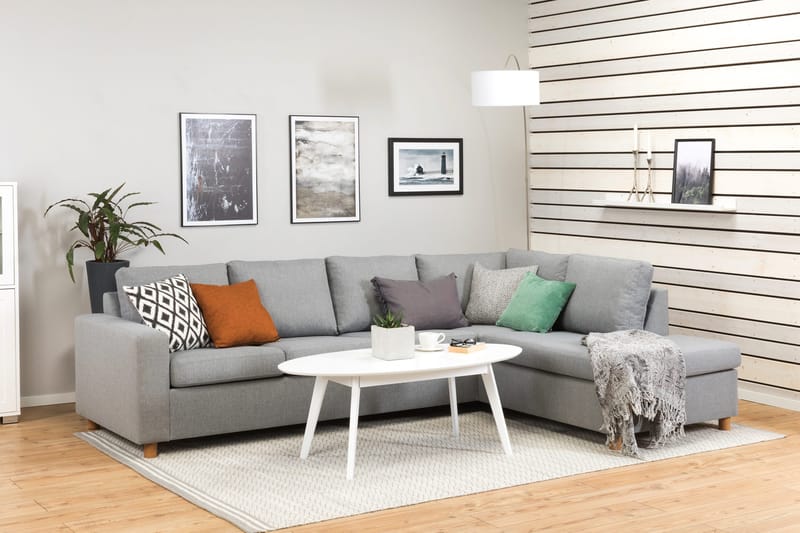 Crazy 4-personers Højrevendt L-formet Chaiselongsofa i Stof - Grå - Møbler - Sofaer - Sofa med chaiselong - 3 personers sofa med chaiselong