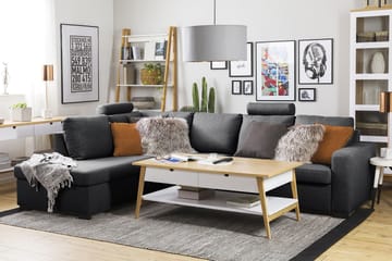 Crazy 4-personers Venstrevendt L-formet Chaiselongsofa i Stof - Mørkegrå - Møbler - Sofaer - Sofa med chaiselong
