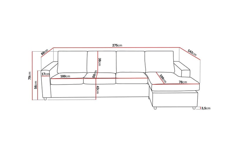 Crazy 4-personers Vendbar L-formet Chaiselongsofa i Stof - Antracit - Møbler - Sofaer - Sofa med chaiselong - 4 personers sofa med chaiselong