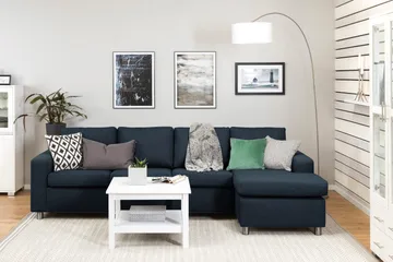 Crazy 4-personers Vendbar L-formet Chaiselongsofa i Stof - Mørkeblå - Møbler - Sofaer - Sofa med chaiselong