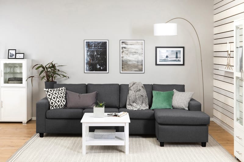 Crazy 4-personers Vendbar L-formet Chaiselongsofa i Stof - Mørkegrå - Møbler - Sofaer - Sofa med chaiselong