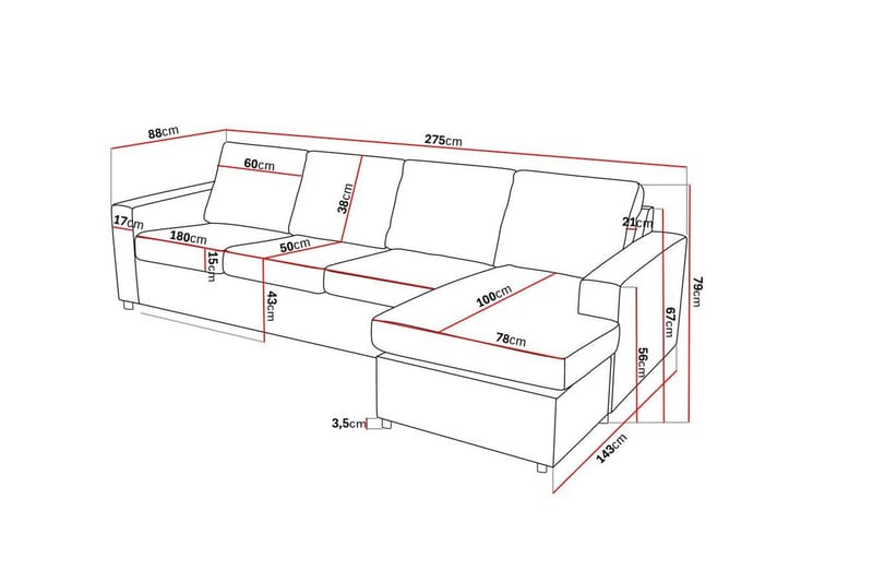 Crazy 4-personers Vendbar L-formet Chaiselongsofa i Stof - Antracit - Møbler - Sofaer - Sofa med chaiselong - 4 personers sofa med chaiselong