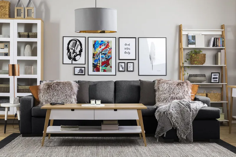 Crazy 4-personers Vendbar L-formet Chaiselongsofa i Stof - Mørkegrå - Møbler - Sofaer - Sofa med chaiselong - 4 personers sofa med chaiselong