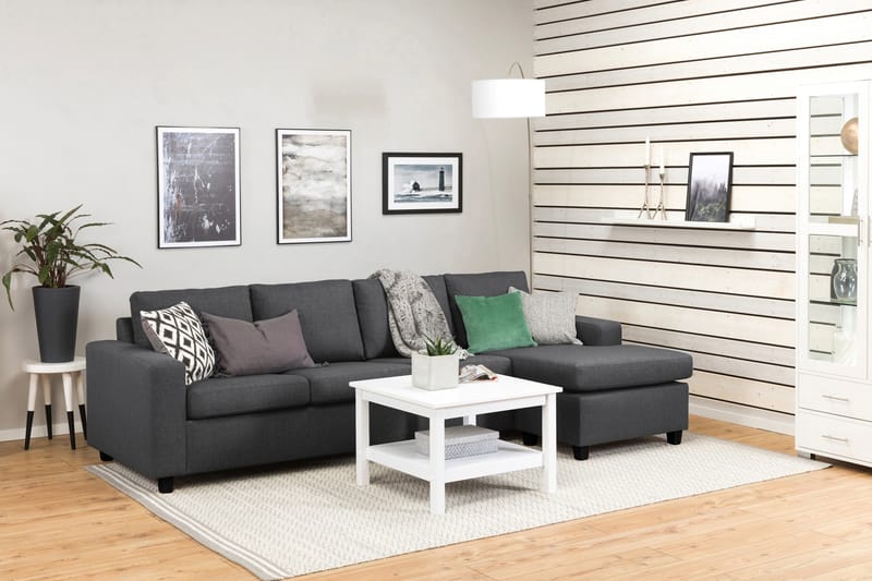 Crazy 4-personers Vendbar L-formet Chaiselongsofa i Stof - Mørkegrå - Møbler - Sofaer - Sofa med chaiselong