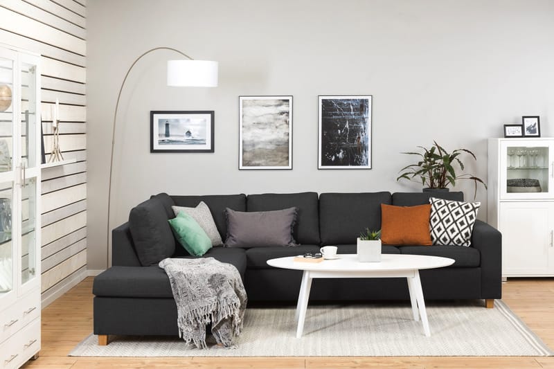 Crazy 4-personers Venstrevendt L-formet Chaiselongsofa i Stof - Antracit - Møbler - Sofaer - Sofa med chaiselong - 3 personers sofa med chaiselong