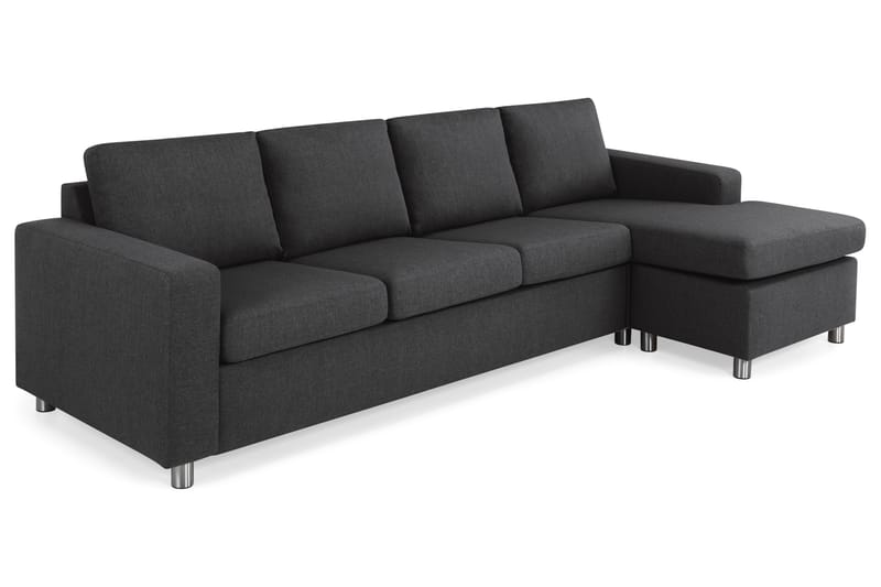 Crazy 4-personers Vendbar L-formet Chaiselongsofa i Stof - Antracit - Møbler - Sofaer - Sofa med chaiselong