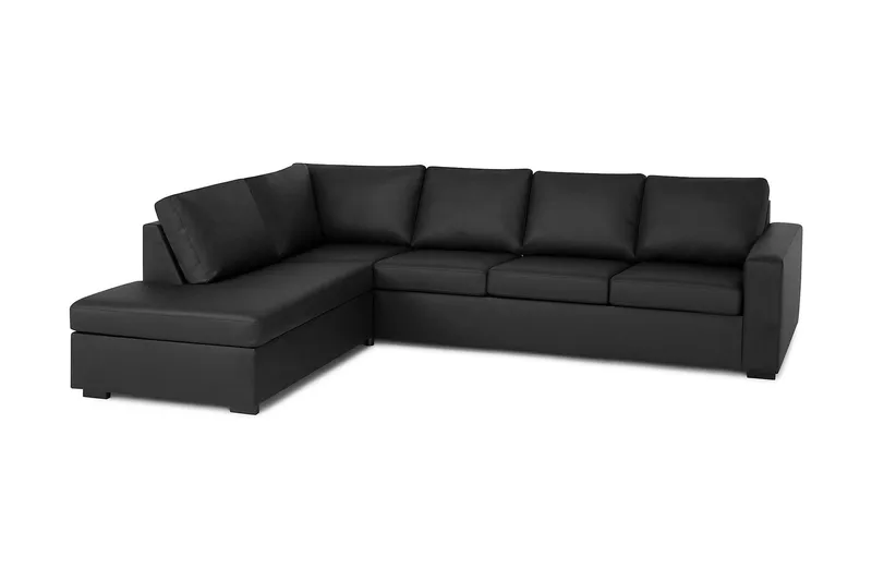 Crazy 4-personers Venstrevendt L-formet Chaiselongsofa i Kunstlæder - Sort - Møbler - Sofaer - Sofa med chaiselong - 3 personers sofa med chaiselong