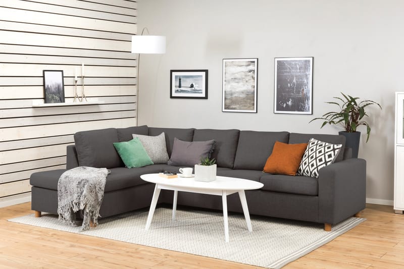 Crazy 4-personers Venstrevendt L-formet Chaiselongsofa i Stof - Mørkegrå - Møbler - Sofaer - Sofa med chaiselong