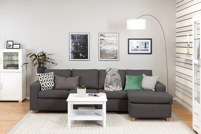 Crazy 4-personers Vendbar L-formet Chaiselongsofa i Stof - Mørkegrå - Møbler - Sofaer - Sofa med chaiselong - 4 personers sofa med chaiselong