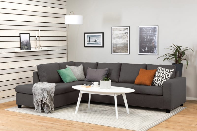 Crazy 4-personers Venstrevendt L-formet Chaiselongsofa i Stof - Mørkegrå - Møbler - Sofaer - Sofa med chaiselong - 3 personers sofa med chaiselong