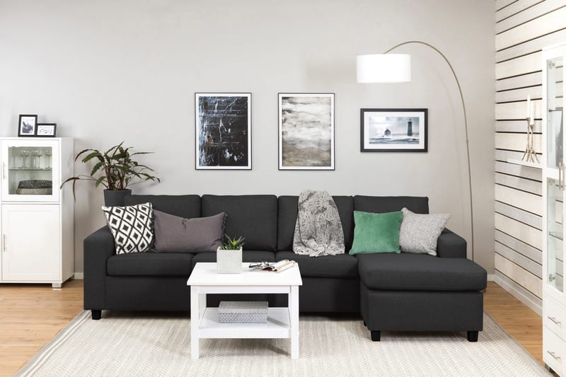 Crazy 4-personers Vendbar L-formet Chaiselongsofa i Stof - Antracit - Møbler - Sofaer - Sofa med chaiselong - 4 personers sofa med chaiselong