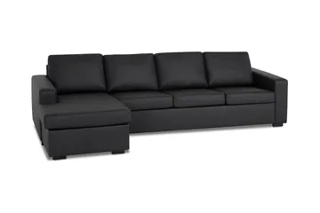 Crazy 4-personers Vendbar L-formet Chaiselongsofa i Kunstlæder - Sort - Møbler - Sofaer - Sofa med chaiselong