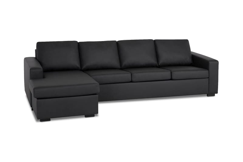 Crazy 4-personers Vendbar L-formet Chaiselongsofa i Kunstlæder - Sort - Møbler - Sofaer - Sofa med chaiselong - 4 personers sofa med chaiselong