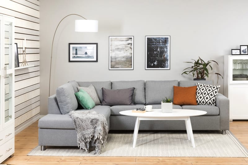 Crazy 4-personers Venstrevendt L-formet Chaiselongsofa i Stof - Grå - Møbler - Sofaer - Sofa med chaiselong