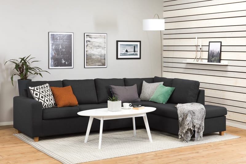 Crazy 4-personers Højrevendt L-formet Chaiselongsofa i Stof - Antracit - Møbler - Sofaer - Sofa med chaiselong - 3 personers sofa med chaiselong