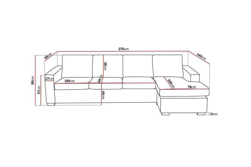 Crazy 4-personers Vendbar L-formet Chaiselongsofa i Stof - Blå - Møbler - Sofaer - Sofa med chaiselong - 4 personers sofa med chaiselong