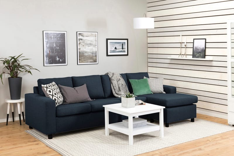 Crazy 4-personers Vendbar L-formet Chaiselongsofa i Stof - Blå - Møbler - Sofaer - Sofa med chaiselong - 4 personers sofa med chaiselong