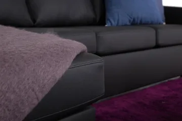 Crazy 4-personers Vendbar L-formet Chaiselongsofa i Kunstlæder - Sort - Møbler - Sofaer - Sofa med chaiselong