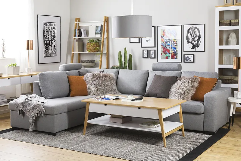 Crazy 4-personers Venstrevendt L-formet Chaiselongsofa i Stof - Grå - Møbler - Sofaer - Sofa med chaiselong - 3 personers sofa med chaiselong