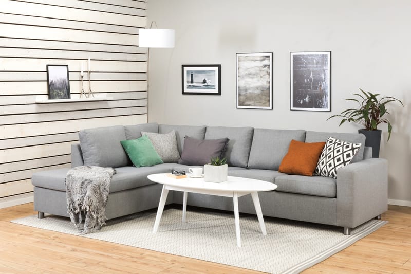 Crazy 4-personers Venstrevendt L-formet Chaiselongsofa i Stof - Grå - Møbler - Sofaer - Sofa med chaiselong