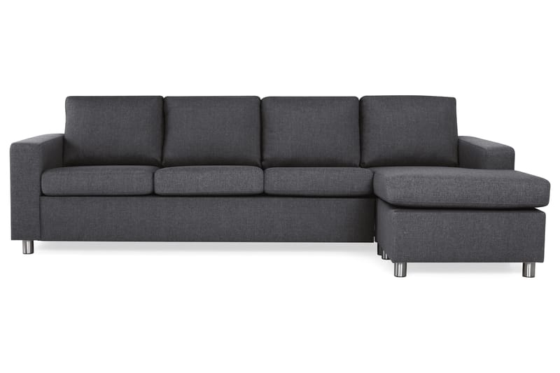 Crazy 4-personers Vendbar L-formet Chaiselongsofa i Stof, Mørkegrå