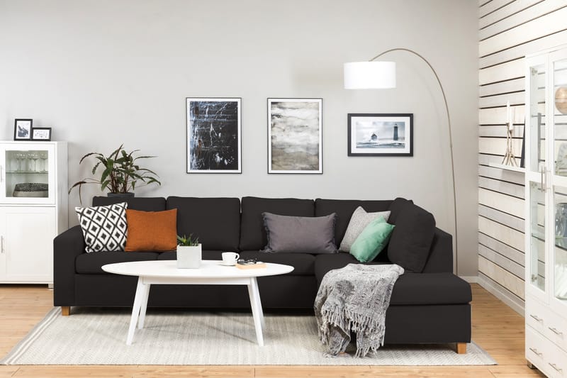 Crazy 4-personers Højrevendt L-formet Chaiselongsofa i Stof - Antracit - Møbler - Sofaer - Sofa med chaiselong