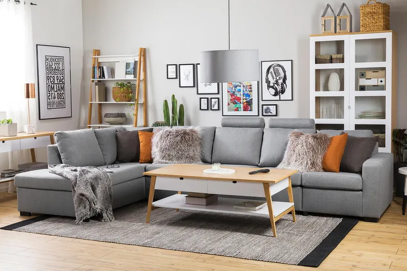 Crazy 5-personers Venstrevendt L-formet Chaiselongsofa i Stof - Grå - Møbler - Sofaer - Sofa med chaiselong - 4 personers sofa med chaiselong