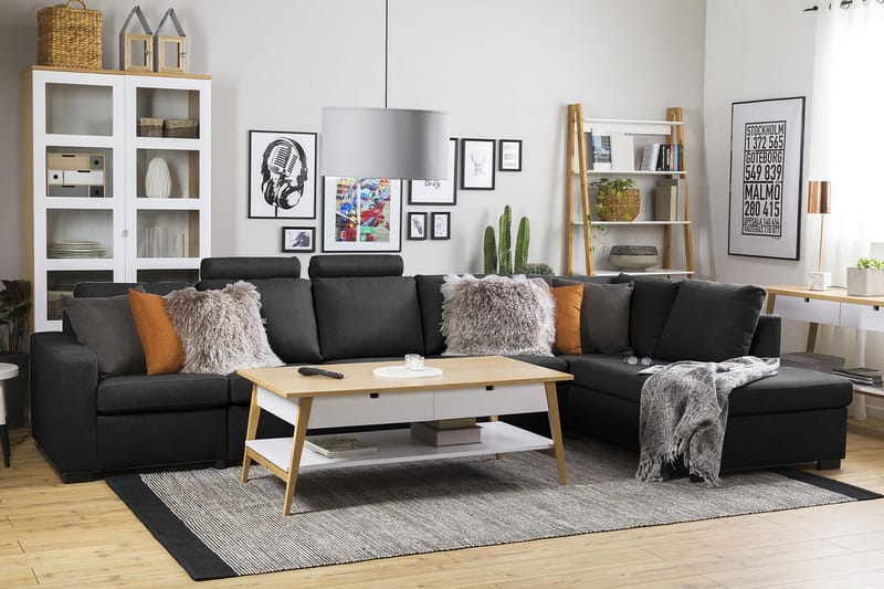 Crazy 5-personers Højrevendt L-formet Chaiselongsofa i Stof - Antracit - Møbler - Sofaer - Sofa med chaiselong