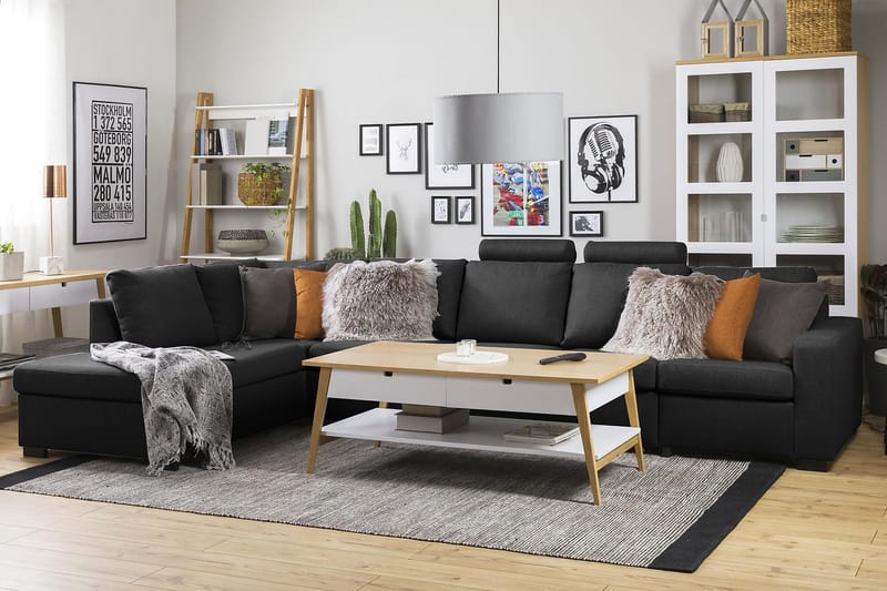 Crazy 5-personers Venstrevendt L-formet Chaiselongsofa i Stof - Antracit - Møbler - Sofaer - Sofa med chaiselong