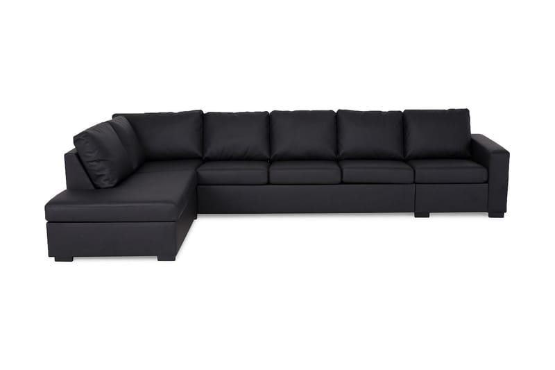 Crazy 5-personers Venstrevendt L-formet Chaiselongsofa i Kunstlæder - Sort - Møbler - Sofaer - Sofa med chaiselong