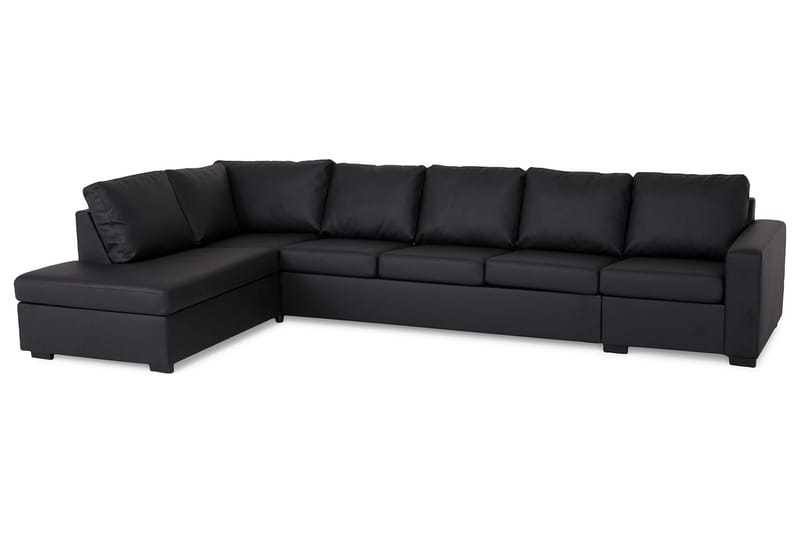 Crazy 5-personers Venstrevendt L-formet Chaiselongsofa i Kunstlæder - Sort - Møbler - Sofaer - Sofa med chaiselong