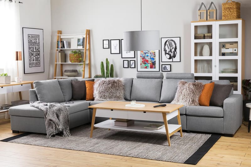 Crazy 5-personers Venstrevendt L-formet Chaiselongsofa i Stof - Grå - Møbler - Sofaer - Sofa med chaiselong