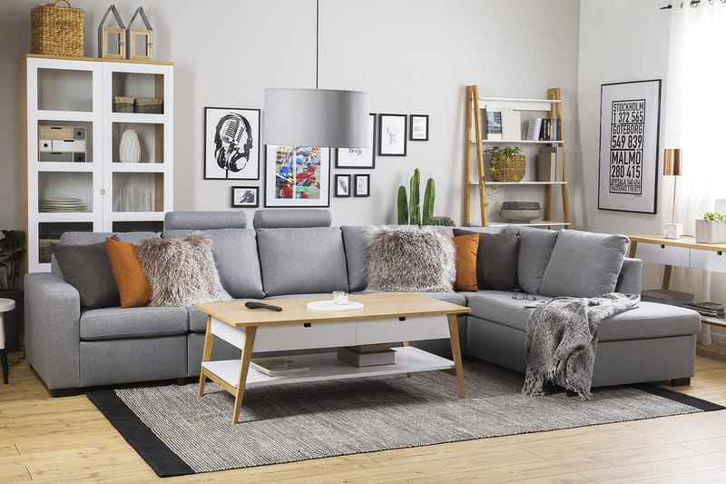 Crazy 5-personers Højrevendt L-formet Chaiselongsofa i Stof - Grå - Møbler - Sofaer - Sofa med chaiselong