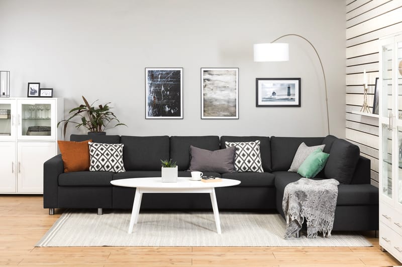 Crazy 5-personers Højrevendt L-formet Chaiselongsofa i Stof - Antracit - Møbler - Sofaer - Sofa med chaiselong