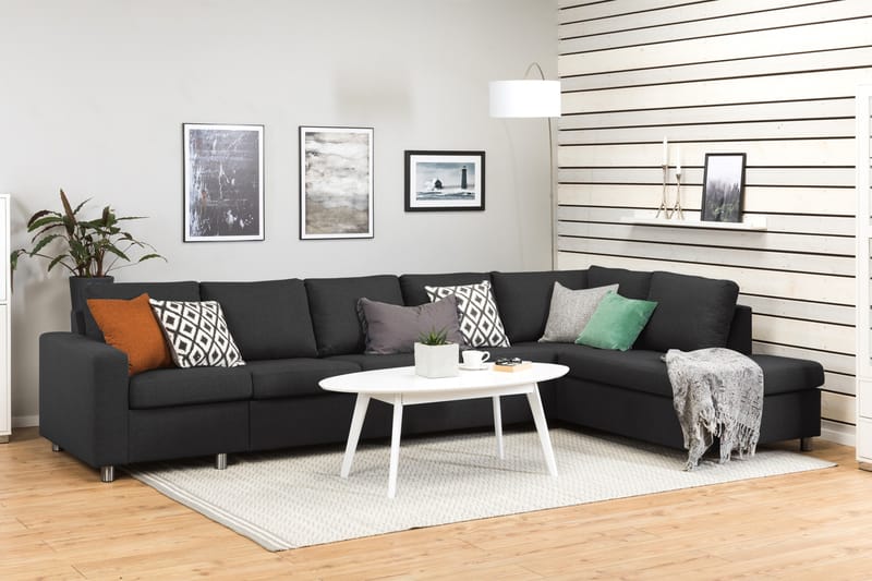 Crazy 5-personers Højrevendt L-formet Chaiselongsofa i Stof - Antracit - Møbler - Sofaer - Sofa med chaiselong