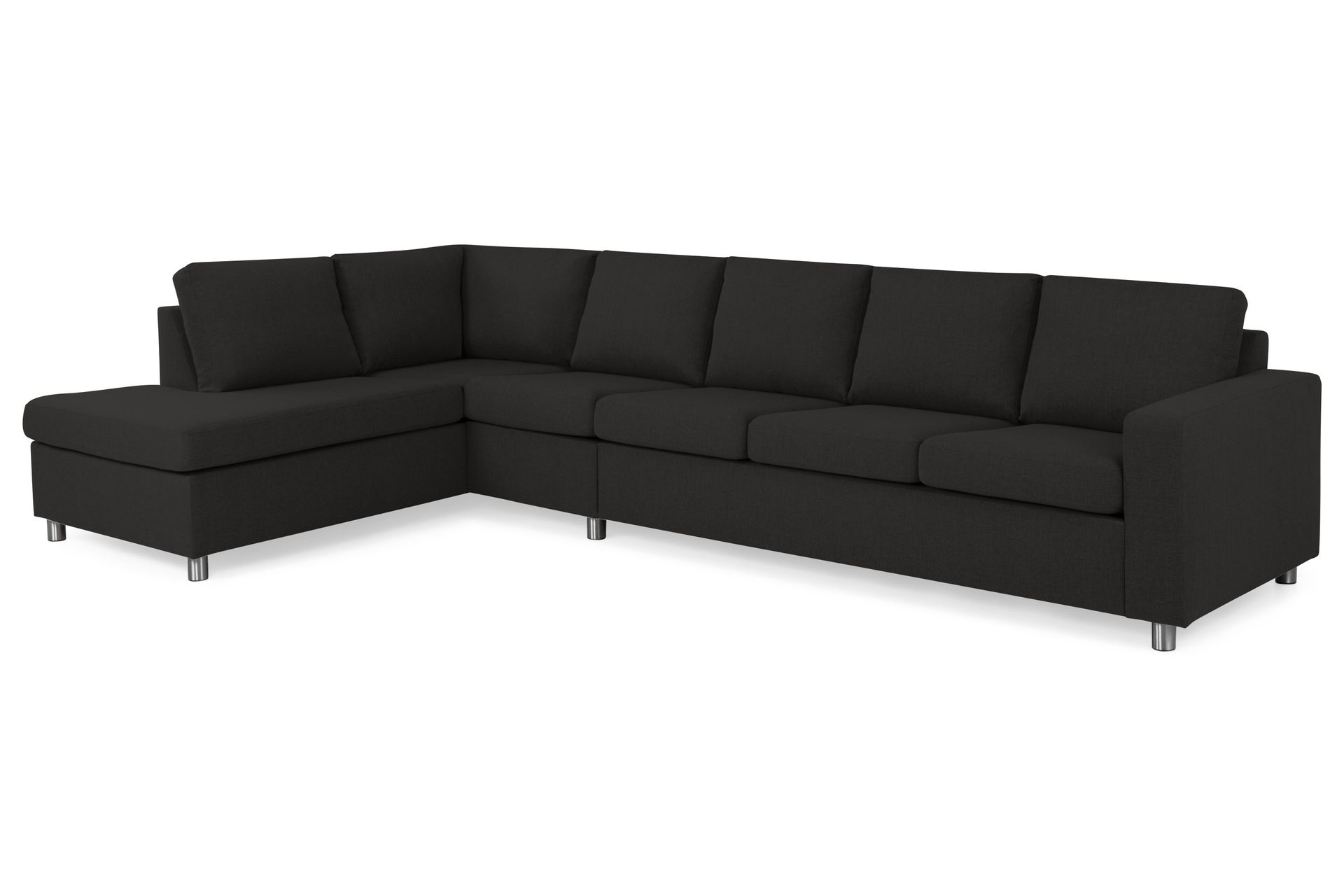 Crazy 5-personers Venstrevendt L-formet Chaiselongsofa i Stof - Antracit - Møbler - Sofaer - Sofa med chaiselong