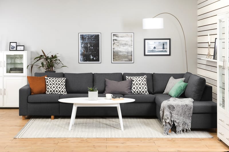Crazy 5-personers Højrevendt L-formet Chaiselongsofa i Stof - Mørkegrå - Møbler - Sofaer - Sofa med chaiselong