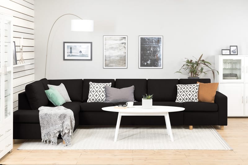 Crazy 5-personers Venstrevendt L-formet Chaiselongsofa i Stof - Antracit - Møbler - Sofaer - Sofa med chaiselong