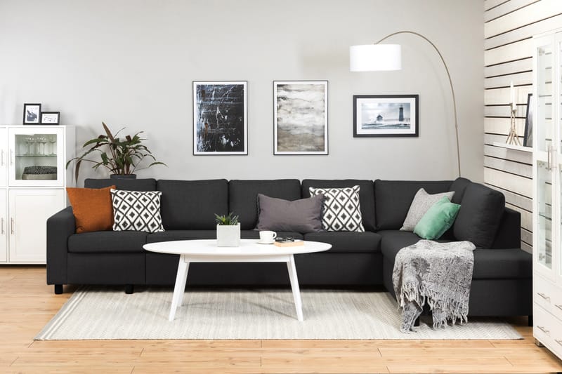 Crazy 5-personers Højrevendt L-formet Chaiselongsofa i Stof - Antracit - Møbler - Sofaer - Sofa med chaiselong