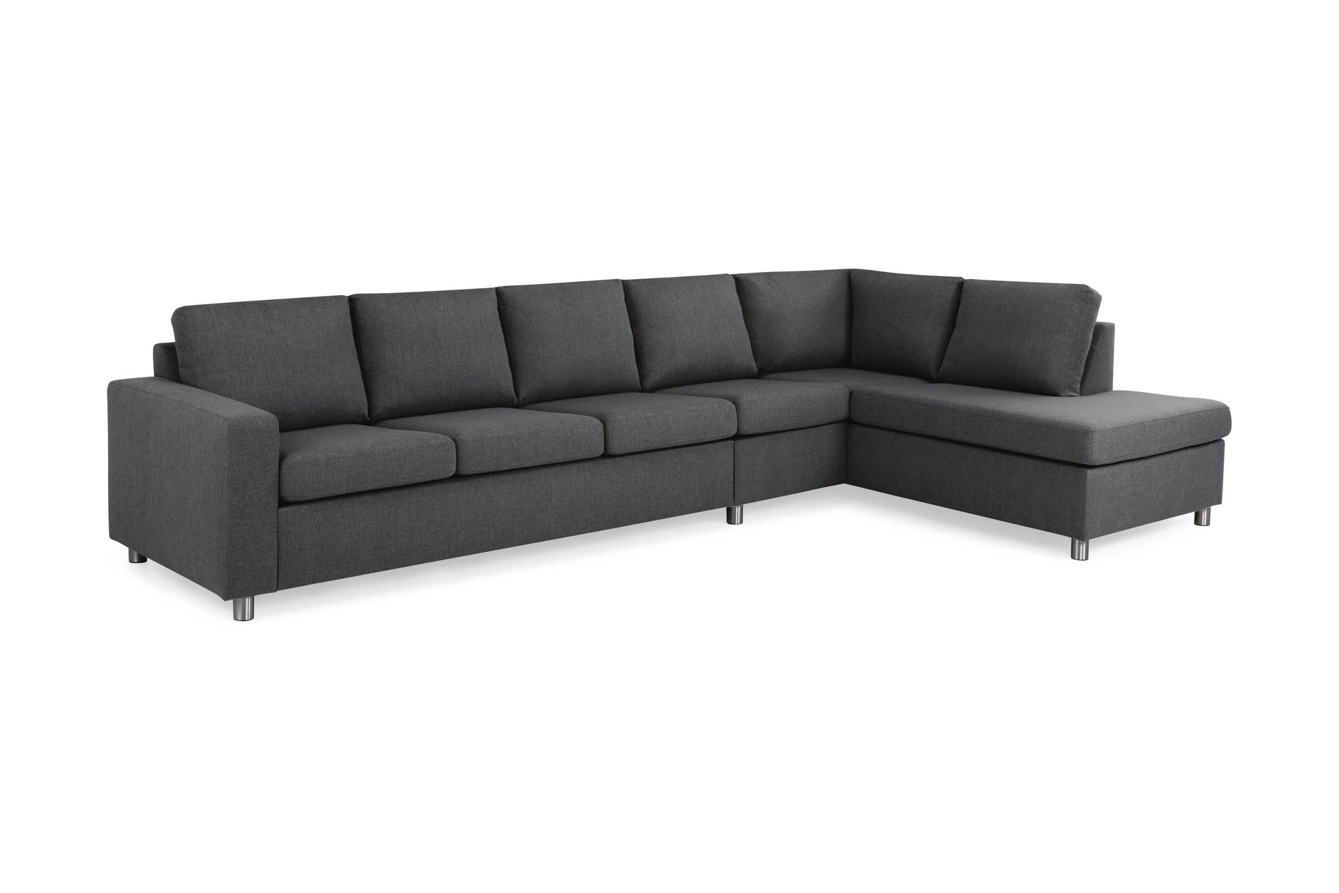 Crazy 5-personers Højrevendt L-formet Chaiselongsofa i Stof - Mørkegrå - Møbler - Sofaer - Sofa med chaiselong
